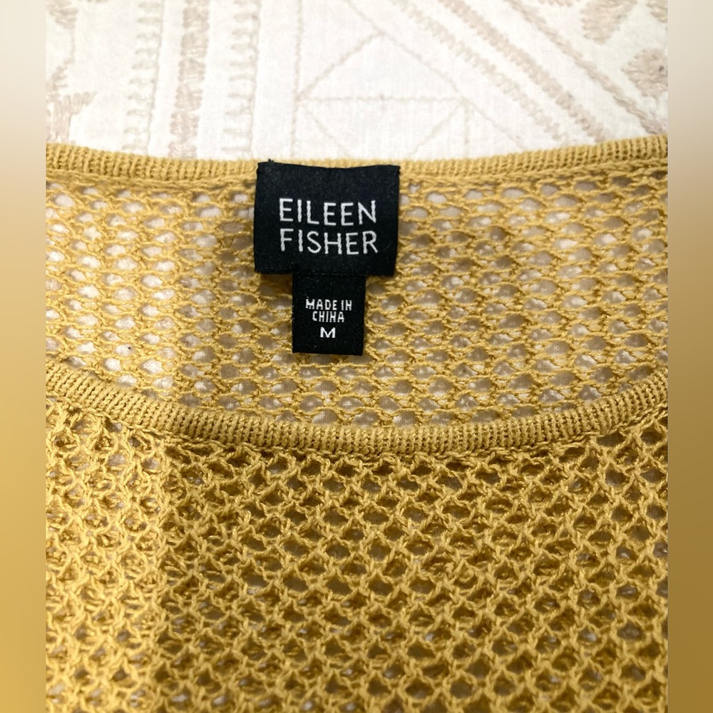 Eileen Fisher Gold Knit 100% Linen Layering Top Sweater S-M - Picture 4 of 10